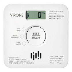 Bateryjny czujnik tlenku węgla (czadu), 2xAA, żywotność sensora 10 lat DC-11