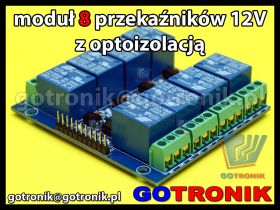 Moduł 8 przekaźników 12V z optoizolacją