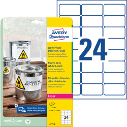 L4773-20 Foil labels, waterproof, 63.5 x 33.9 mm, 480 pieces, white