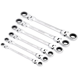 Draper 27762 HI-TORQ&#xAE; Flexi Head Double Ring Ratchet Spanner Set 6 Pc