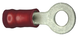 Zacisk oczkowy rozmiar przewodu 1.65mm² Ø , M4 (#8) izolowany średnica wew 4.34mm Czerwony TE Connectivity