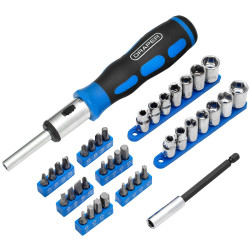 Draper 21010 Ratchet Screwdriver Socket and Bit Set, 1/4&quot; Sq. Dr. (40 Piece)