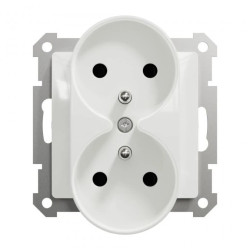 Gniazdo 2x2P+PE z przesłonami do systemu ramkowego (do ramek Sedna Design), białe, Sedna Design SDD111275