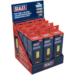 Sealey LED601DB LED Twist Rechargeable Inspection Light 5W COB &amp; 1W SMD Box12