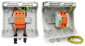 Rozdzielnica PV 1000V DC-AC 1 string B25 1-FAZ fotowoltaika. Rozdzielnica ETI 1x8 wyposażona