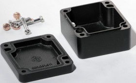 Aluminum die cast enclosure, (L x W x H) 64 x 58 x 35 mm, black (RAL 9005), IP68, 1590Z061BK