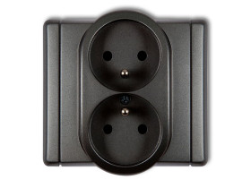 FLEXI Gniazdo podwójne z uziemieniem (przesłony torów prądowych) grafitowy 11FGP-2zp KARLIK