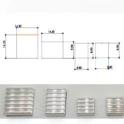 Set of 4 heatsinks for Raspberry Pi 4B with thermal tape - silver