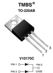V10170C-M3 Dual High-Voltage Trench MOS Barrier Schottky Rectifier Ultra Low VF = 0.57 V at IF = 2.5 A