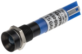 Lampka kontrolna do montażu panelowego 24V dc, niebieska 8mm LED Końcówka lutownicza RS PRO