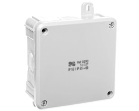 Puszka hermetyczna n/t 2K 98x98x46mm z zaciskami 5x2,5mm2 IP55/IP65 szara 0290-41