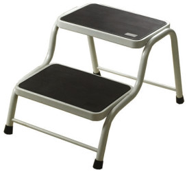 Schodki przenośne 2-stopniowe stalowe wysokość 0.38m RS PRO Biały