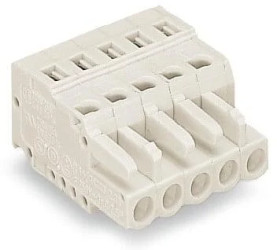 Socket header, 5 pole, pitch 5 mm, angled, light gray, 721-105/026-000