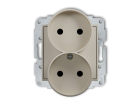 MINI Mechanizm gniazda podwójnego do ramki bez uziemienia 2x2P (przesłony torów prądowych) taupe 60MGPR-2p KARLIK