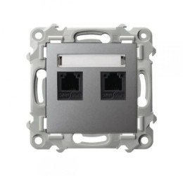 SZAFIR Gniazdo telefoniczne podwójne niezależne szary mat GPT-2ZN/m/70