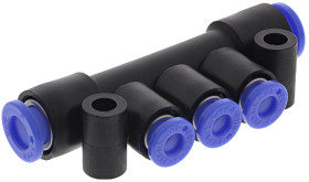 Rozdzielacz liczba wylotów 3 wylotowe Wciskane 4 mm PBT wlotowe Wciskane 6 mm liczba wylotów 1 1 MPa