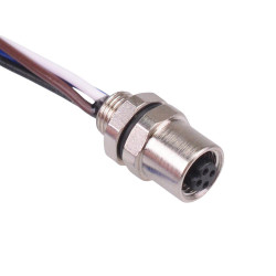 4 Way M5 Prewired Female Front Mounting Receptacle Circular Connector IP67 1A 60V