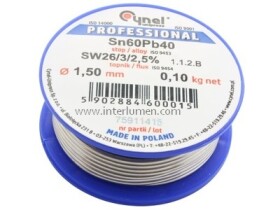 Tinol LC60 Fi.1.5mm 0.10kg Cynel z topnikiem 0015