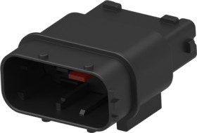 Plug, unequipped, 12 pole, straight, 2 rows, black, 284844-1