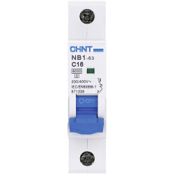 Chint 179626 NB1L Circuit Breaker 1-Pin 63A Overload &amp; Short Circuit Protection