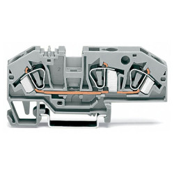 WAGO 282-699 8mm 3-cond. Through Trm. Block with Test Point Grey AWG 24-10
