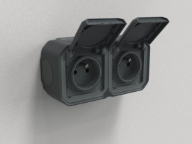 NOWE PLEXO 55 Gniazdo 2x2P+Z poziome komplet natynkowy 16A - 250V AC antracyt 069788L