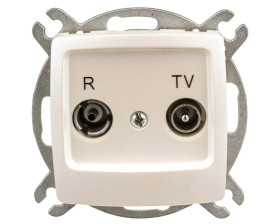 KARO Gniazdo antenowe RTV przelotowe 16dB ecru perłowy GPA-16SP/m/42