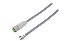 Złącze Okrągłe M12 Żeńskie Proste Ekranowane Z Wolnym Końcem Przewodów 5Pin...