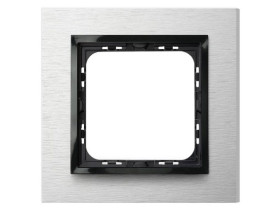 IMPRESJA PRESTIGE Ramka 1 pojedyncza aluminiowa 4 mm szczotkowane aluminium + ramka czarna R-1YAC/62/25 OSPEL
