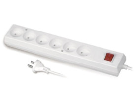 Przedłużacz z wyłącznikiem 6-gniazd b/u 10A 3m /OMY 2x1/ biały PS-660WS T-109400