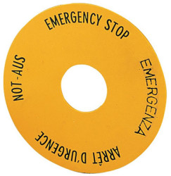 Label, round ø 60 mm, DE, EN, FR, IT, for emergency stop pushbutton, 058873