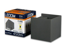 LEDOM Kinkiet zewnętrzny LED aluminium 2x3W 4000K IP54 szary CUBE. 3 lata gwar.