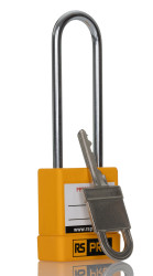 Blokada Kłódki zabezpieczające RS PRO rozmiar mocowania 73mm Żółty długość pałąka: 73mm