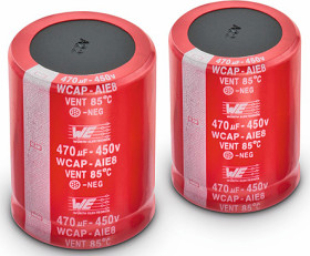 Kondensator 180μF 450V dc Zatrzaskowy Wurth Elektronik roztaw: 10mm 30 (Dia.) x 31mm