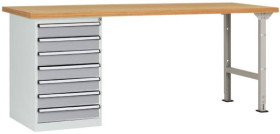 System banków warsztatowych COMBI, model 6 z płytą wielowarstwową, szer. X gł. X wys. = 1500 x 700 x 840 mm Manuflex WC5