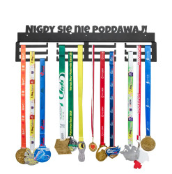 Wieszak metalowy na medale napis Nigdy się nie poddawaj 60cm