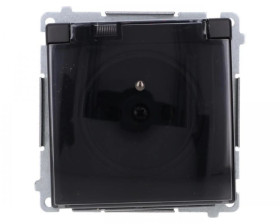 Simon Basic Gniazdo wtyczkowe z uziemieniem, IP44 (moduł) 16A, 250V, zaciski śrubowe klapka transp. czarny BMGZ1B.01/49A