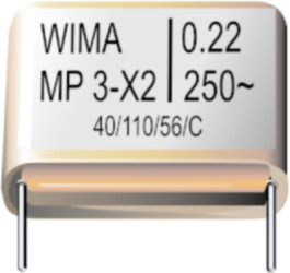 MP suppression capacitor, 10 nF, ±20 %, 275 V (AC), MP, 15 mm, MPX21W2100FC00MSSD