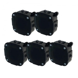 Puszka hermetyczna natynkowa 88x88x40mm 4-wlotowa, z zaciskami, zamknięcie na wkręty IP44, czarna EDO 5szt.