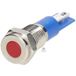 R-TECH 657090 Panel Indicator 8mm Domed 24V Red Black Plated Brass