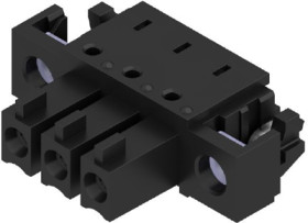 Socket header, 3 pole, pitch 3.81 mm, angled, black, 1028730000