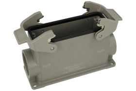 Obudowa złącza; Han B; 09300240271; 24B; metal; na panel; wyjście na dławnicę PG29; z 2 klamrami; 2 boczne wyjścia przewodu; sza