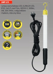 Oprawa przenośna warsztatowa LED 5W 300lm z hakiem LWP-2/5
