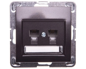 IMPRESJA Gniazdo telefoniczne podwójne RJ11 równoległe antracyt GPT-2YR/m/50