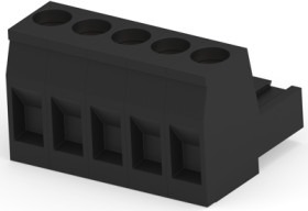 PCB terminal, 5 pole, pitch 5 mm, AWG 26-12, 15 A, screw connection, black, 2305909-5
