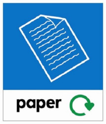 Znak warunków bezpieczeństwa, Klej winylowy, Niebieski, biały, "Paper