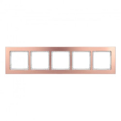 DECO Ramka uniwersalna pięciokrotna - aluminium szczotkowane (ramka: kolor miedziany spód: biały) 9-0-DRA-5
