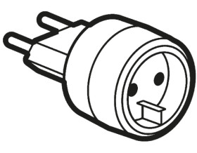 Adapter podróżny kraj 1 Francja kraj 2 Niemcy 6A złącze 1 Wtyczka ze stykami 4,8 mm złącze 2 Gniazdo 2P typ: Adapter