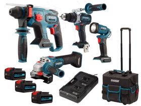 Zestaw 3 elektronarzędzi Erbauer z latarką