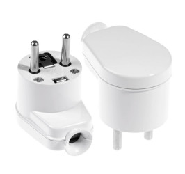 Wtyczka sieciowa biała WT-16 kątowa ZU CB-80586